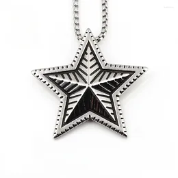 Pendant Necklaces Korean Fashion Couple Hip Hop Stainless Steel Men's Personality Necklace Nightclub Five Point Star Pattern Sweater Chain