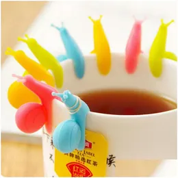 Kaffe te -verktyg 6 färger för att välja söt snigelform Sile Bag Holder Cup Mug Candy Gift Set bra Infuser Drop Delivery Home Garden Kit Dhdye