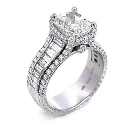 Choucong Einzigartige Eheringe Luxusschmuck 925 Sterling Silber Kissenform Weißer Topas CZ Diamant Edelsteine Ewigkeit Party Wom245c