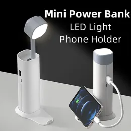 Mini banco de potência 5000mah powerbank para iphone xiaomi huawei usb dobrável pequena luz noturna suporte do telefone carregador portátil poverbank