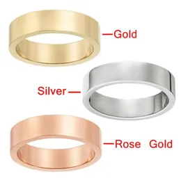 Love Ring C Series 4mm 5mm Titanium Steel Silver Men and Women Rose Gold Rings Lovers Fashion Ring-S for Gift with Velvet Bag