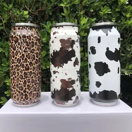 Designerbecher mit Logo Abenteuer Leopard Cow Design Tumbler umgehen Deckel Car Becher Vakuum isoliertes Trinkwasserflaschen