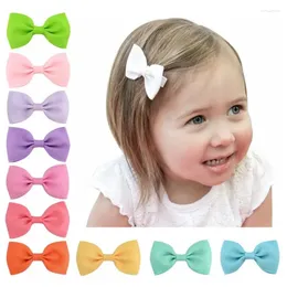 Acessórios de cabelo 10 Pcs Bebê Meninas Pequeno Doce Cor Sólida Ribbow Bow Clips Para Kid Mini 2.75 '' Handmade Hairpins Atacado