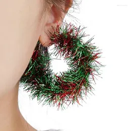 Hoop Earrings 1pair Christmas Tassel Circular Jewelry Red Green Xmas Gifts Modeling Creative Personalized Creativity
