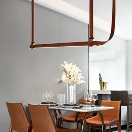 Ljuskronor bälte LED-lampor Restaurang Bar Kitchen Hanging Living Room Interior Decoration Art Minimalist Chandelier90-260V