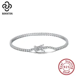 Catena Rinntin Reale 925 Sterling Silver Infinity 2mm Bracciale tennis da donna con zircone AAAA braccialetto femminile gioielli da sposa TSB61 231027