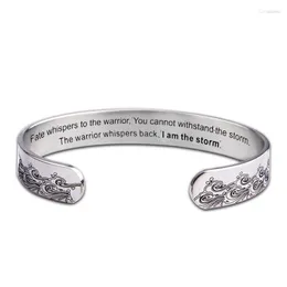 Bangle Spiritual Inspiring Bracelet I AM THE STORM Having A Strong Heart For Yourself 10MM Stainless Steel Cuff YLQ10123