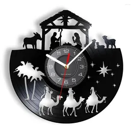 壁の時計ヴィンテージクリスチャンレコードクロックメニノイエス宗教的信念アートホームデコレーションインスピレーション信仰ウォッチ