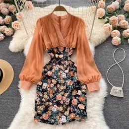 Elegant Square Collar Maxi Dress Women Solid Chiffon Puff Sleeve Dresses 2024 Korean Fashion Vintage Ruffle Temperament Slim Waist2887