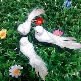 Decorative Objects Figurines White Doves Feather Foam Artificial Lover Peace Pigeons Birds Home Garden Wedding Decoration Imitation Model Xmas Po Props 231030