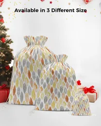 Decorazioni natalizie Foglie Grigio Giallo Arancione Porta regali di Babbo Natale Borsa Tasche per caramelle di Natale Borsa di stoffa Decorazioni per festival