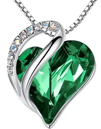 여성용 목걸이, Birthstone Crystal Infinity Heart Pend on Silver 18 + 2 인치 체인, 졸업 기념일 생일 선물 엄마/소녀/아내