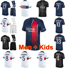 2 HAKIMI Soccer Jersey Club Man Kids 9 RAMOS 17 VITINHA 37 SKRINIAR ZAIRE-EMERY HERNANDEZ MARQUINHOS UGARTE DEMBELE FABIAN MBAPPE Kits de camisa de futebol 2023/24 Bali