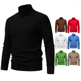 Herrtröjor 2023 Autumn/Winter Casual Fashion Versatile Slim Fit Bottom Shirt Polo Collar Solid Color Sweater Knit