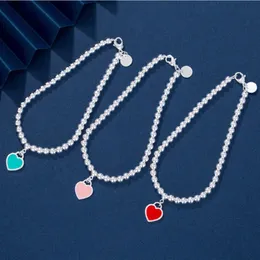 여자 고급 팔찌 tiff 뱅글 사랑 하트 캡처 에나멜 펜던트 핸드 체인 여성 Tiffanjewelry S925 Silver Girl 친구 핸드 체인 여성 Braceleov01