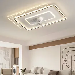 Decoração do quarto led arte lustre luminária luz moderna quarto dobrável ventilador de teto controle sala estar