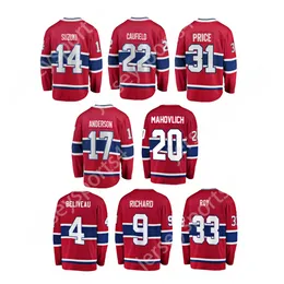 Top zszyty koszulki do hokeja na lodzie Montreal 22 Cole Caufield 14 Nick Suzuki 20 Slafkovsky 31 Cena 72 Xhekaj 33 Roy 9 Richard