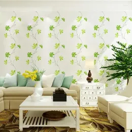 Wallpapers 3d moderna decoração de casa flor papel de parede verde vermelho floral rolo de papel para paredes quarto decorativo