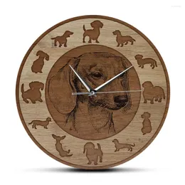 벽 시계 Dachshund 현대 인쇄 시계 애완 동물 거실을위한 상점 장식 Wiener Dog Animal 품종 조용한 스위프 쿼츠 아트 워크