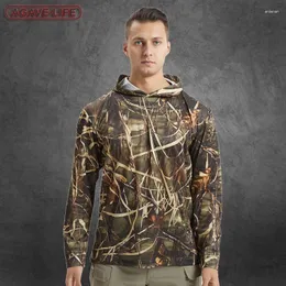 Men's T Shirts Summer Quick Drying Sunscreen Long Sleeve T-shirts Male Military Training Outdoor Tactical Sport Camouflage Hooded T-shirt