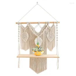 Tapisseries bohème macramé étagères suspendues Boho décoratif rustique bois plantes flottantes avec corde tissée à la main