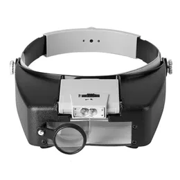Magnifying Glasses Head-Mounted Magnifier LED Illumination 1.5X 3X 8.5X 10X Helmet Style Magnifying Glass Jewelry Watch Maintenance Read Magnifier 231030