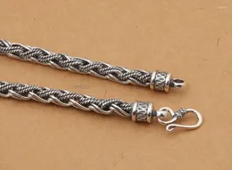 Chains S925 Sterling Silver Handmade Twisted Rope Vintage Thai Necklace 7mm Coarse Personality Male Chain