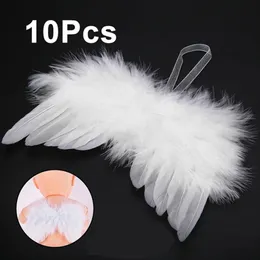 Outros suprimentos de festa de evento 10pcs branco vintage pena asa adorável chique anjo decoração de árvore de natal ornamento pendurado homepartywedding ornamentos 231030