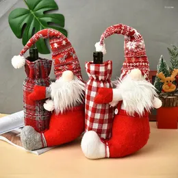 Noel Süslemeleri Yıl 2024 Dekorasyon Noel Baba Gnome Şarap Şişesi Toz Kapağı Noel Şampanya Hediyeleri Ev Yemeği Partisi Masa Dekorsu