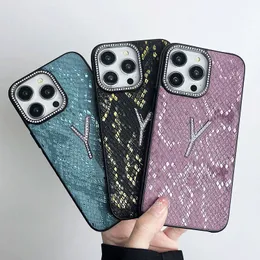 Listka Połącz projektant Snake Skin iPhone 15 Pro Max Cover na iPhone 14 Pro 13 12 Promax Luksusowy diament fonecase Diamond