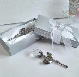 Favor de festa 30 pçs/lote cristal rosa flor artesanato em caixa de presente favores para casamento nupcial chuveiros aniversário presentes lembranças