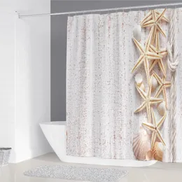 Shower Curtains 200x180cm Curtain for Bathroom 3D Starfish Shell Printing Waterproof Household Decorative Curtain With 12 Hooks Shower Curtain 231030