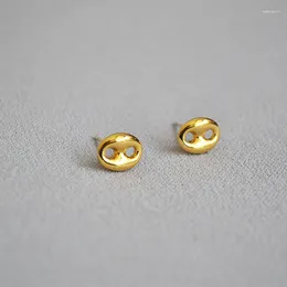 Stud Earrings Fashion Korean Metal Gold Color Earring Simple Button For Women Girl Jewelry