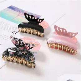 Hair Accessories Acrylic Claw Sweet Butterfly Fashion Clamp Styling Tools Barrettes For Women Girls Drop Delivery Products Dhq5Q