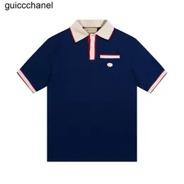 أزياء جديدة العلامة التجارية الفاخرة مع متشابكة G أيقونة Maglietta Magliette Camiseta عتيقة ملابس الملابس ذوي الياقات البيضاء مصمم البولو قميص