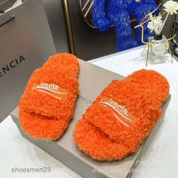 Sapatos de pelúcia novo b algodão balencaiiga na moda chinelo inverno shearling vestindo sandália versão família paris outono peludo casa sandálias mulheres cordeiro cabelo k3v8