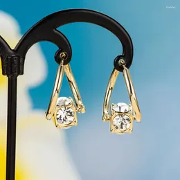 Pendientes de aro de moda Cubic Zirconia aros de Color dorado orejera para mujeres compromiso pendiente de boda fiesta joyería Piercing de moda