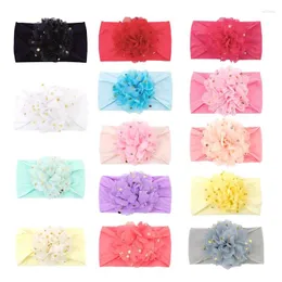 Accessori per capelli Q81A Baby Bambini Bowknot Fascia Fiore Archi Turbante Fascia elastica per la testa Wra