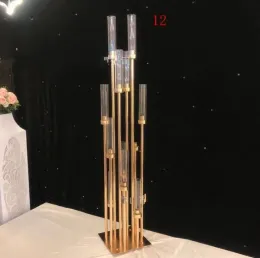 Cenário de casamento vara 12 cabeças candelabros decoração do corredor do casamento ouro alto evento mesa peças centrais para suportes de casamento zz