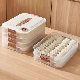 Food Savers Storage Containers Kitchen Organizer Dumpling Box Container Refrigerator Keep Fresh Multi Layer Transparent 231027