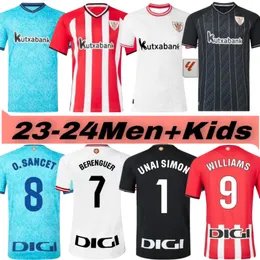 23 24 Futbol Formaları Berenguer 2023 2024 Muniain Williams Futbol Gömlek Raul Garcia Villalibre Jersey Sancet Üçüncü GK Black Unai Simon Athletic Bilbao Tayland 1: 1