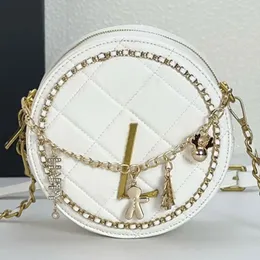 Kadın Mini Yuvarlak Kek Çörek Tasarımcı Vintage Donanım Zincir Çantalar Bayan Yuvarlak Messenger Moda Crossbody Dokma Zincir Çantalar