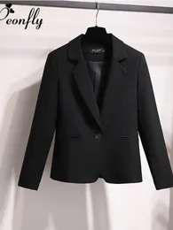 Ternos femininos blazers peonfly moda feminina cor sólida preto blazer jaqueta casual manga longa solto casaco senhora do escritório único botão blazer 231030