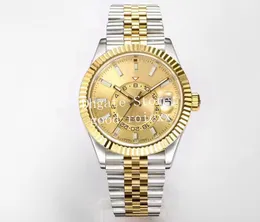 42mm Men's Watch Automatic Cal.9002 Movement Men Watches Sky Yellow Gold 904L Steel 9001 Ring 336933 Command Jubilee Bracelet Wristwatches