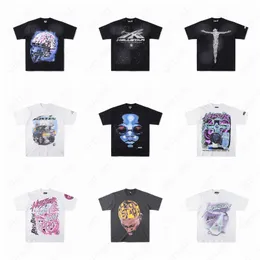 Hellstar Yeni Koleksiyonlar Plus Boyut Tişörtleri Unisex T-Shirts Ağır Ağırlık Büyük T-Shirt Rock Vintage Hip Hop Büyük Boyut Tee Kadın Erkekler Kısa Kollu Sokak Moda Üstleri