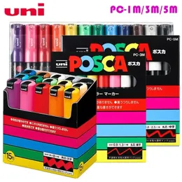 علامات اليابان uni posca series series marker pen paint graffiti pop poster marker pen pc-1m/3m/5m 78/12/15 color set 231030