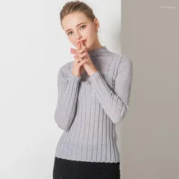 Suéteres femininos luz cinza gola alta suéter mujer mulheres estilo coreano pull fem me 2023 outono inverno malhas plus size casual slim fit