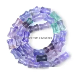 Stone Natural Fluorite Bamboo Shape Bead Loose Spacer Lucky For Jewelry Making Diy Necklace Bracelet Accessory Drop Delivery Beads Dhbza