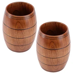 2 szt. Szklanki kawy Jujube Wood Tea Cup Container Zestaw drewniany napój