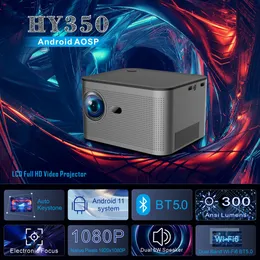 Novo projetor hy350 android 11 real 4k 1920*1080p wifi6 580ansi allwinner h713 32g Controle de voz BT5.0 Projetor de cinema doméstico